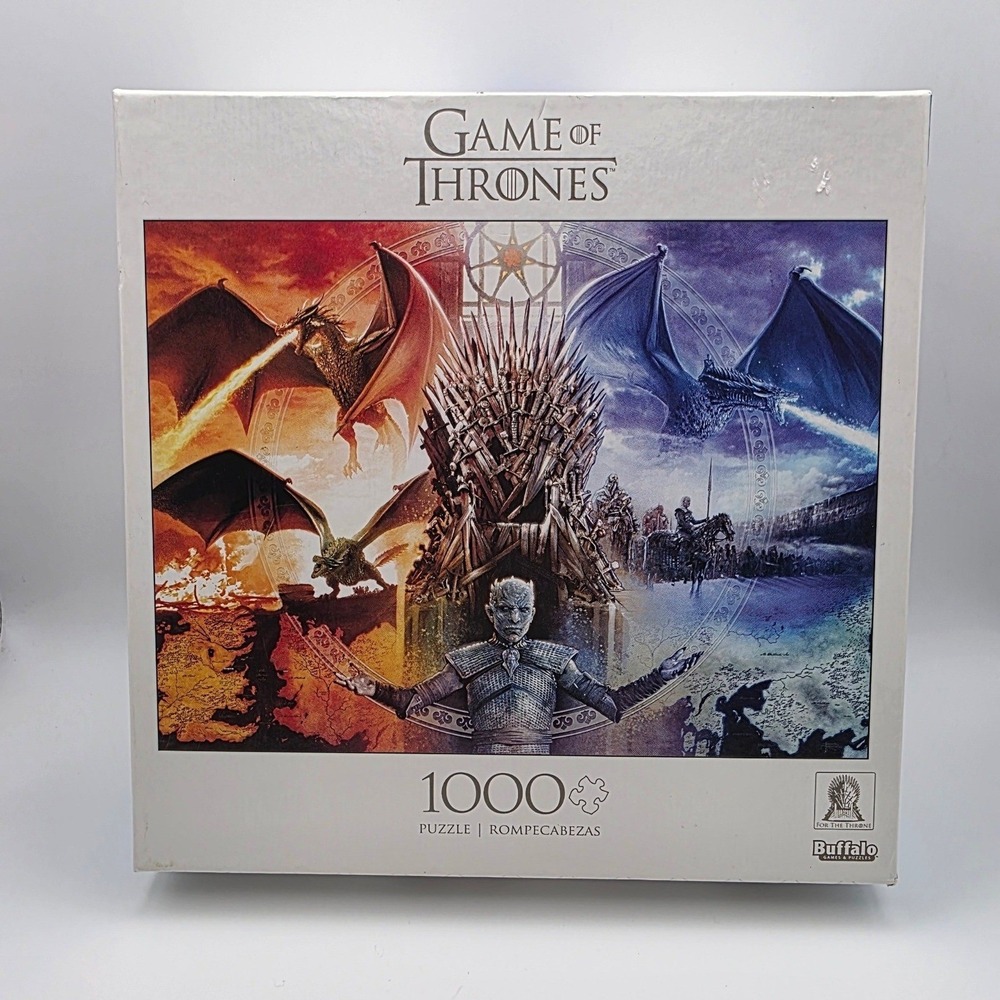 Game of Thrones 1000 Piece Jigsaw Puzzle Iron Throne Dragons HBO COMPLETE